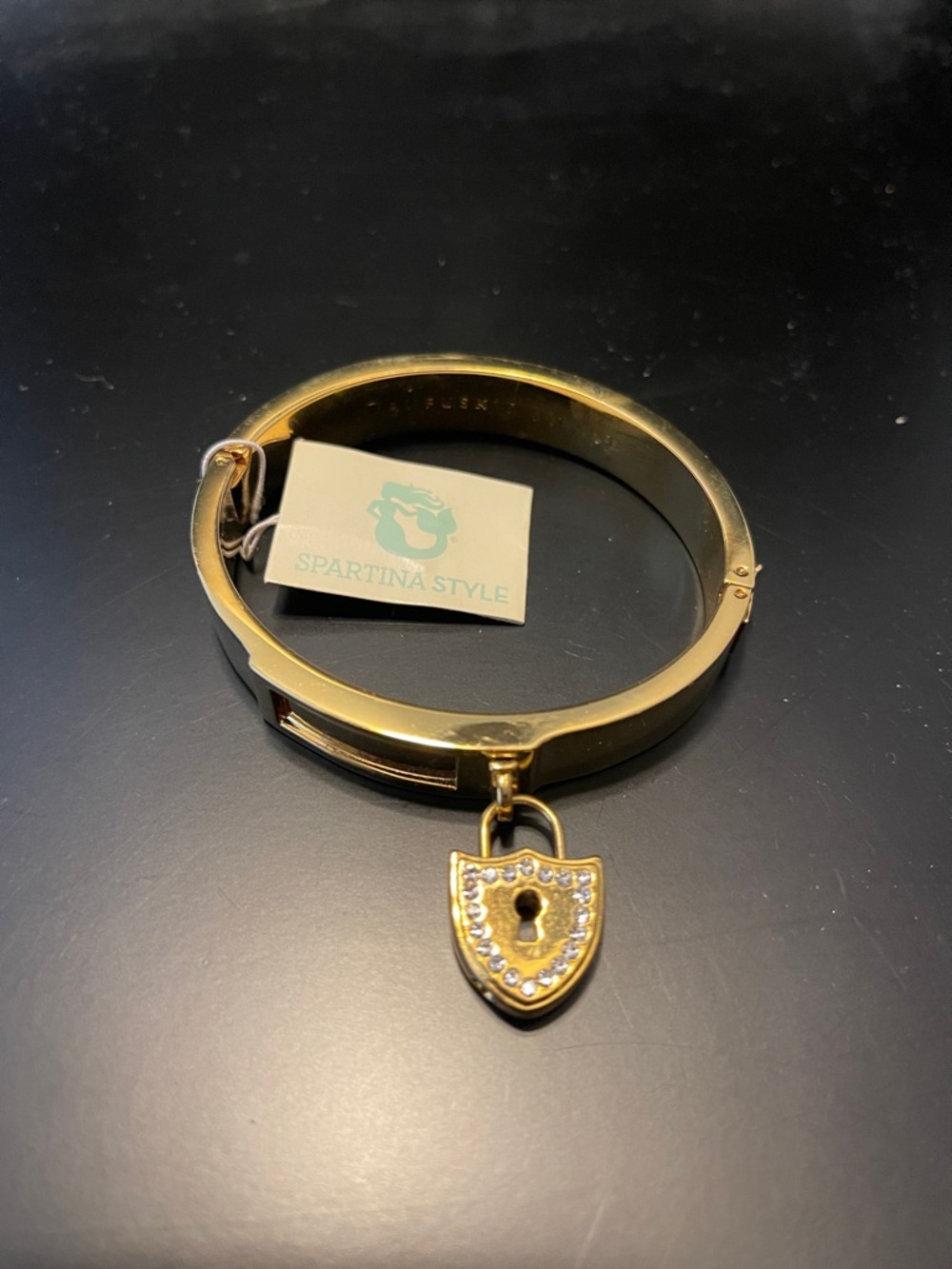 Spartina 449 Gold Padlock Charm Bangle Bracelet
